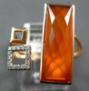 .07CT DIAMOND & AAA ORANGE AGATE 14KT ROSE GOLD 3D SQUARE RECTANGULAR FUN RING