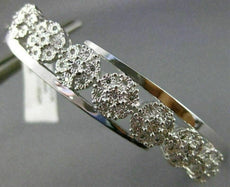 ESTATE .20CT DIAMOND 14K WHITE GOLD CLASSIC MULTI CLUSTER FLOWER BANGLE BRACELET