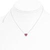 ESTATE .44CT ROUND DIAMOND & AAA RUBY 14KT WHITE GOLD THREE STONE HEART NECKLACE