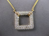 ESTATE LONG 2.01CT DIAMOND 14K YELLOW GOLD 3D OPEN SQUARE LOVE KNOT FUN NECKLACE