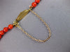 ANTIQUE LARGE & LONG AAA CORAL 14KT YELLOW GOLD GRADUATING LOVE NECKLACE #27556
