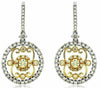 ESTATE 1.28CT WHITE & FANCY YELLOW DIAMOND 14K TWO TONE GOLD 3D HANGING EARRINGS