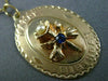 ANTIQUE LARGE .10CT SAPPHIRE PEARL 14K YELLOW GOLD HAPPY BIRTHDAY PENDANT #21188