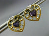 ESTATE LARGE .65CT DIAMOND & AMETHYST 14K TWO TONE GOLD 3D HEART EARRINGS #25209