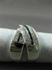 ESTATE LARGE .60CT WHITE & BLUE DIAMOND 14K WHITE GOLD CRISS CROSS LOVE FUN RING