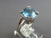 4.66CT DIAMOND & AAA BLUE TOPAZ 14KT WHITE GOLD CUSHION & ROUND ENGAGEMENT RING