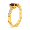 1.47CT DIAMOND & AAA RUBY 18KT YELLOW GOLD OVAL & PEAR SHAPE SOLITAIRE LOVE RING