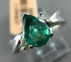 ESTATE 1.48CT DIAMOND & AAA EMERALD 14KT WHITE GOLD 3D 3 STONE ENGAGEMENT RING