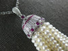 1.48CT DIAMOND & AAA RUBY & SOUTH SEA PEARL 18KT WHITE GOLD CHANDELIER NECKLACE