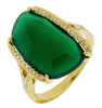 ESTATE EXTRA LARGE .10CT DIAMOND & AAA GREEN AGATE 14KT YELLOW GOLD 3D FUN RING
