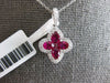 1.14CT DIAMOND & AAA RUBY 18KT WHITE GOLD 3D PEAR SHAPE FOUR LEAF CLOVER PENDANT