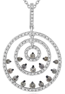 .80CT WHITE & CHOCOLATE FANCY DIAMOND 14KT WHITE GOLD FUN LOVE FLOATING PENDANT