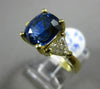 ESTATE LARGE 5.20CT DIAMOND & SAPPHIRE 18KT YELLOW GOLD 3 STONE ENGAGEMENT RING