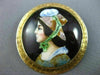 ANTIQUE LARGE MULTI COLOR ENAMEL 14KT YELLOW GOLD 3D VICTORIAN LADY BROOCH PIN