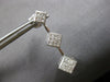LARGE 1.0CT DIAMOND 18KT WHITE GOLD PRINCESS INVISIBLE GEOMETRICAL FUN EARRINGS
