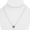 1.78CT DIAMOND & AAA SAPPHIRE 14K YELLOW GOLD ROUND SOLITAIRE HALO LOVE NECKLACE