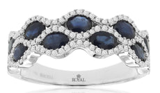 2.11CT DIAMOND & AAA SAPPHIRE 14KT WHITE GOLD 3D OVAL & ROUND ANNIVERSARY RING