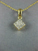 ESTATE .25CT DIAMOND 14KT YELLOW GOLD 3D PRINCESS INVISIBLE SQUARE PENDANT #1758