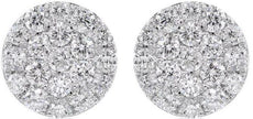 ESTATE .49CT DIAMOND 14KT WHITE GOLD 3D CLUSTER CIRCULAR CLASSIC STUD EARRINGS