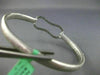 ESTATE LARGE .75CT DIAMOND 18K WHITE GOLD MATTE & SHINY HUG LOVE BANGLE BRACELET