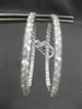 ESTATE LARGE 3.96CT DIAMOND 18K WHITE GOLD 3D CLASSIC DOUBLE SIDED HOOP EARRINGS