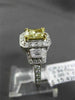 ESTATE 2.04CT GIA FANCY YELLOW DIAMOND 18K TWO TONE GOLD 3 STONE ENGAGEMENT RING