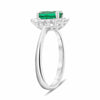 ESTATE 1.64CT DIAMOND & AAA EMERALD 18KT WHITE GOLD 3D OVAL HALO ENGAGEMENT RING