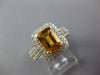 WIDE 2.14CT DIAMOND AAA CITRINE 14KT WHITE GOLD EMERALD CUT HALO ENGAGEMENT RING