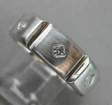ESTATE WIDE 0.30CT DIAMOND 14KT WHITE GOLD 3 STONE PRINCESS CUT MENS RING #18339