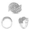 LARGE 2.48CT DIAMOND 14KT WHITE GOLD 3D MULTI ROW INFINITY CRISS CROSS LOVE RING