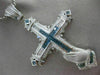 ESTATE MASSIVE 10.0CT WHITE & BLUE DIAMOND 14K WHITE GOLD FILIGREE CROSS PENDANT