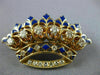 ANTIQUE 1.26CT DIAMOND & AAA BLUE ENAMEL 14K YELLOW GOLD CROWN PIN PENDANT 20798