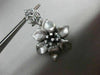 ESTATE LARGE .42CT ROUND DIAMOND 14KT BLACK GOLD 3D FLOWER LEAF HANGING EARRINGS