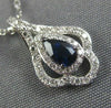 ESTATE .46CT DIAMOND & AAA SAPPHIRE 14KT WHITE GOLD 3D TEAR DROP FLOWER PENDANT