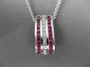 ESTATE LARGE 1.57CTW DIAMONDS & AAA RUBY 14KT WHITE GOLD SLIDE PENDANT & CHAIN