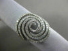 ESTATE LARGE 1.32CT DIAMOND 18KT WHITE GOLD 3D ROUND MULTI ROW SWIRL FUN RING