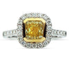 ESTATE WIDE 1.66CT WHITE & FANCY YELLOW DIAMOND 18KT 2 TONE GOLD ENGAGEMENT RING