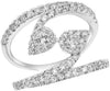 WIDE 1.32CT DIAMOND 18KT WHITE GOLD 3D CLUSTER DOUBLE PEAR SHAPE SNAKE RING