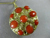 ANTIQUE LARGE AAA CORAL 18KT YELLOW GOLD DOUBLE SIDED FILIGREE PENDANT #16494