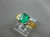 ESTATE .91CT DIAMOND & EMERALD 14KT YELLOW GOLD RECTANGLE ENGAGEMENT RING #19177