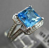 ESTATE WIDE 3.5CTW DIAMOND & AAA EXTRA FACET BLUE TOPAZ 14K WHITE GOLD HALO RING