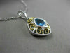 ESTATE 1.14CT DIAMOND & BLUE TOPAZ 14KT 2 TONE GOLD OPEN SQUARE FLOATING PENDANT