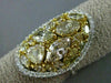 ESTATE LARGE 4.13CT WHITE & FANCY YELLOW DIAMOND 18KT GOLD 3D OVAL CLUSTER RING