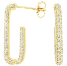 1.0CT DIAMOND 14KT YELLOW GOLD 3D OVAL INSIDE OUT UMBRELLA HOOP HANGING EARRINGS