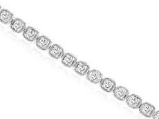 2.0CT DIAMOND 14KT WHITE GOLD 3D ROUND CLASSIC SQUARE SETTING ETERNITY BRACELET