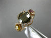 ESTATE 2.15CT ROUND DIAMOND & AAA MULTI GEM 14KT ROSE GOLD THREE STONE FUN RING