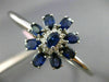 ESTATE LARGE 5.30CT DIAMOND & SAPPHIRE 14KT WHITE GOLD 3D FLOWER BANGLE BRACELET