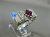 ESTATE LARGE 1.01CT DIAMOND & AAA RUBY 18K WHITE GOLD 3D BOW SHAPE FILIGREE RING