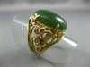 ANTIQUE LARGE AAA GREEN JADE 14KT YELLOW GOLD FILIGREE FLOWER FUN RING #19565