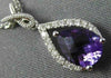 ESTATE 1.12CT DIAMOND & AAA AMETHYST 14KT WHITE GOLD TEAR DROP MILGRAIN PENDANT